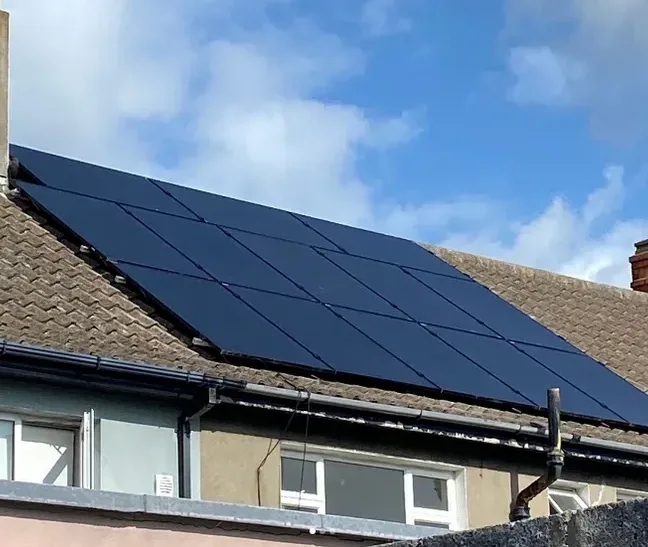 Solar panels fitted to a terraced house roof