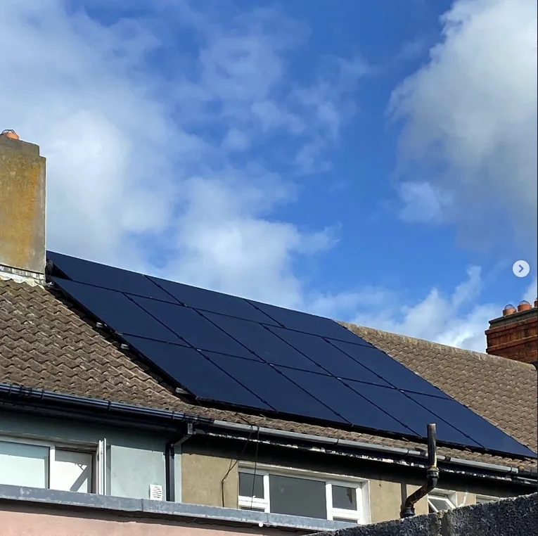 Solar panels on a terraced Dublin roof