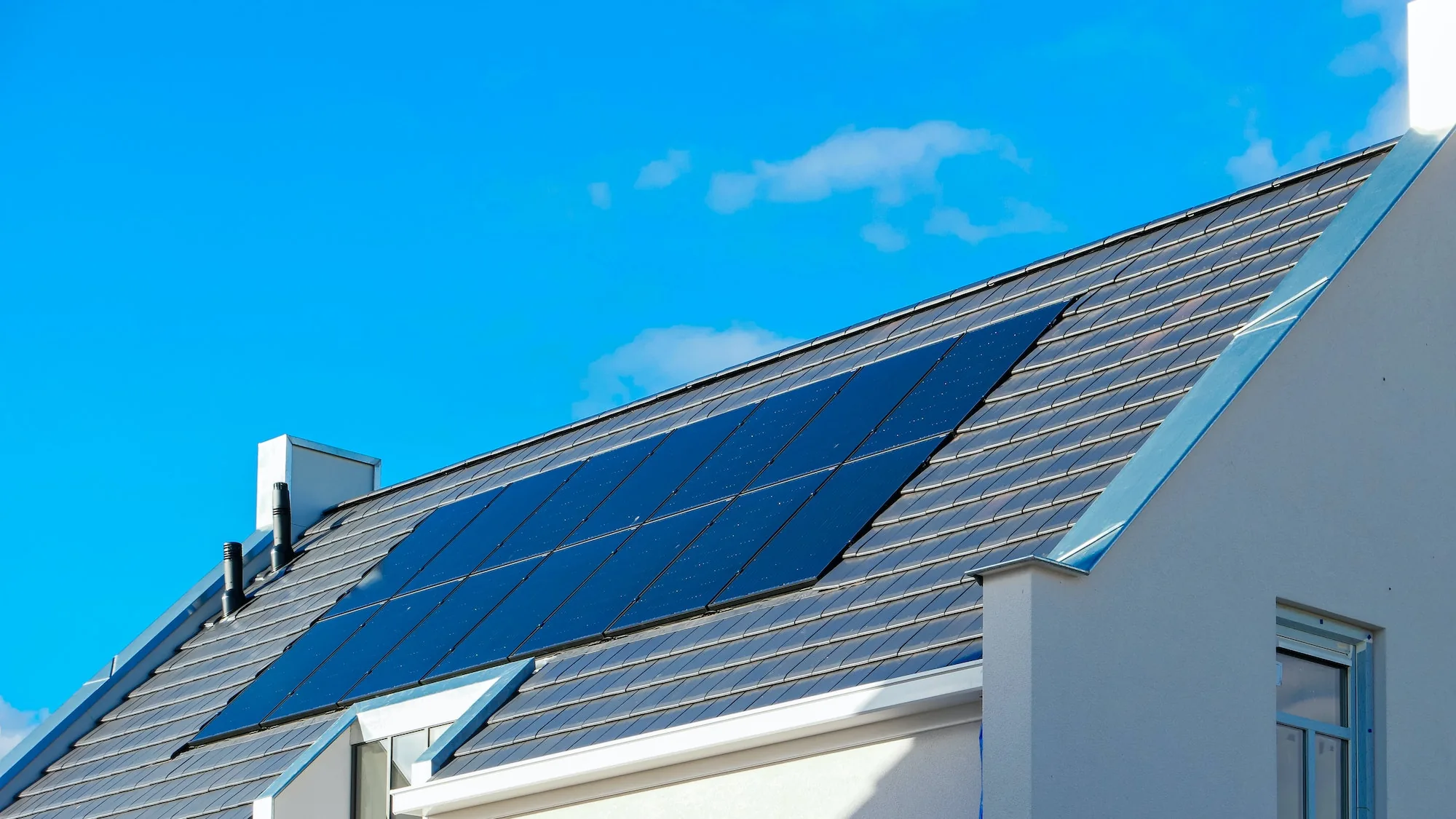 Solar panels on a family home